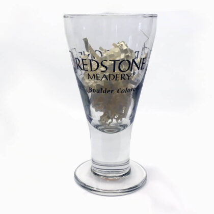 Glass 10-ounce goblet with Redstone Meadery logo