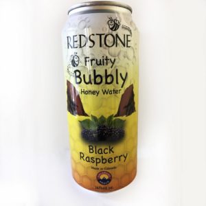 Can of Redstone's fruity bubbly honey water